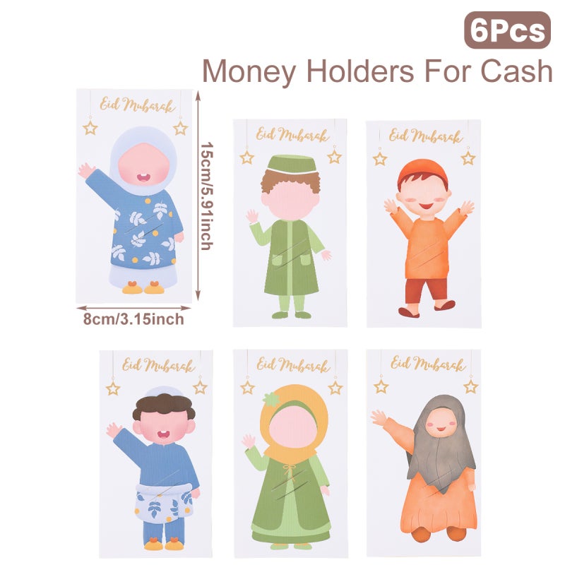 6pc Eid Mubarak Money Holder paper Gift envelope Bags Ramadan Kareem Gift Bags